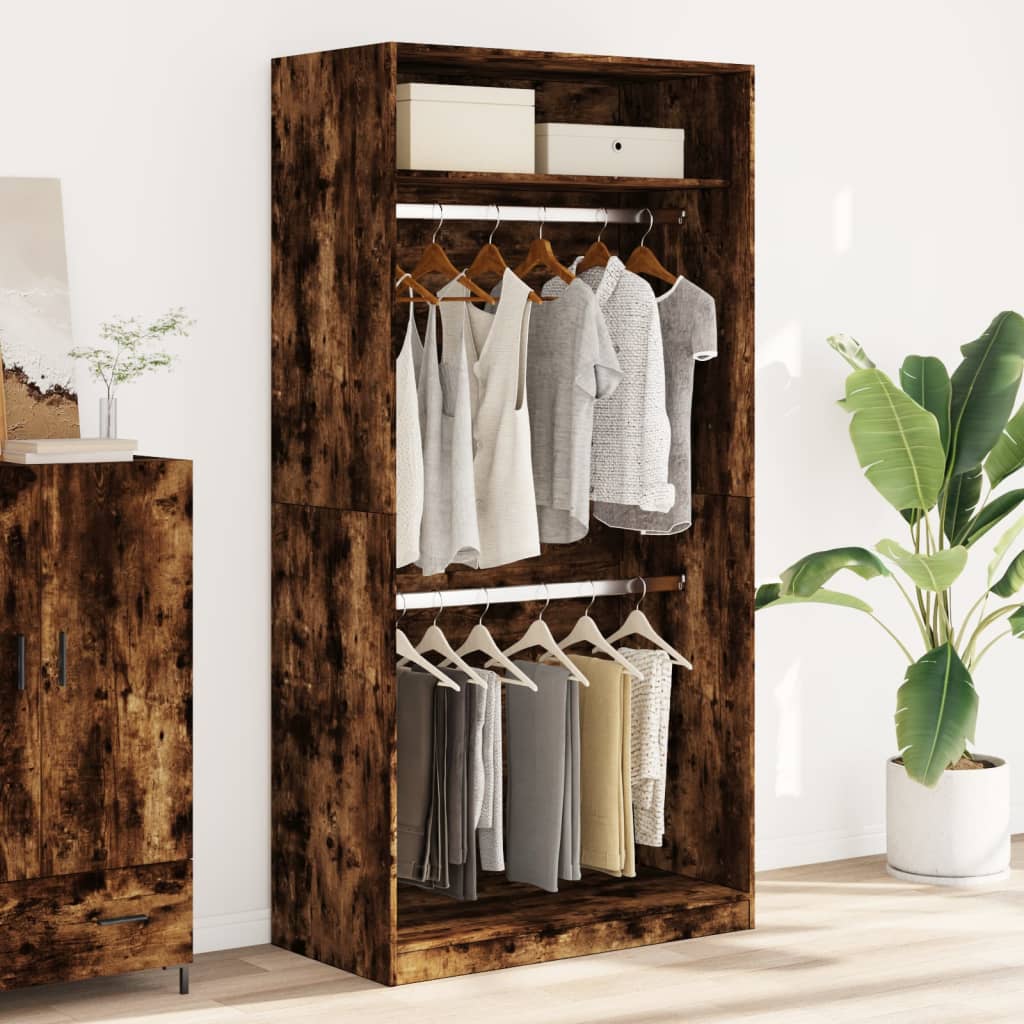 vidaXL Wardrobe Smoked Oak 100x50x200 cm Engineered Wood