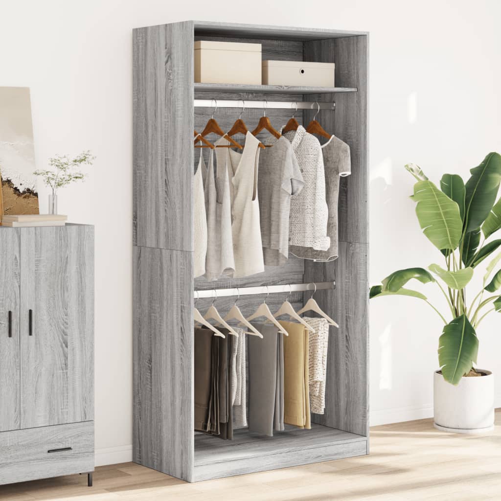 vidaXL Wardrobe Grey Sonoma 100x50x200 cm Engineered Wood