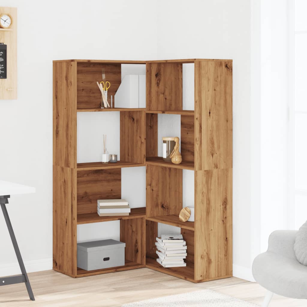 Corner Bookcase 4-Tier Artisian Oak 85x85x140 cm Engineered Wood