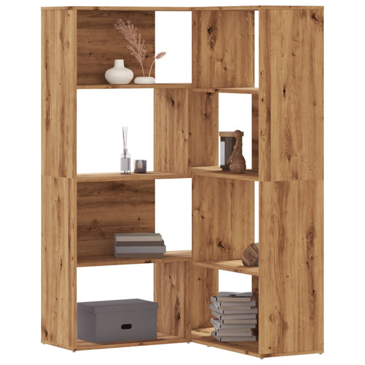 Corner Bookcase 4-Tier Artisian Oak 85x85x140 cm Engineered Wood