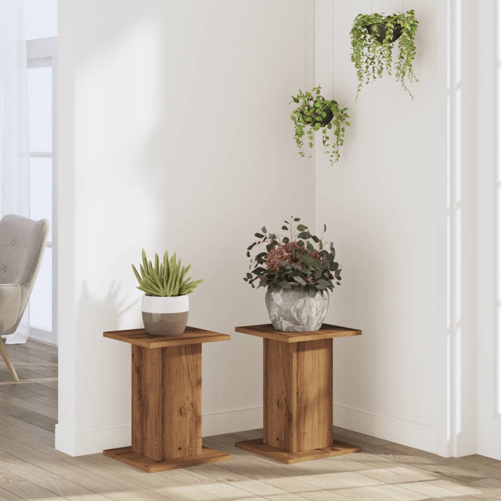 vidaXL Plant Stands 2 pcs Artisian Oak 30x30x40 cm Engineered Wood