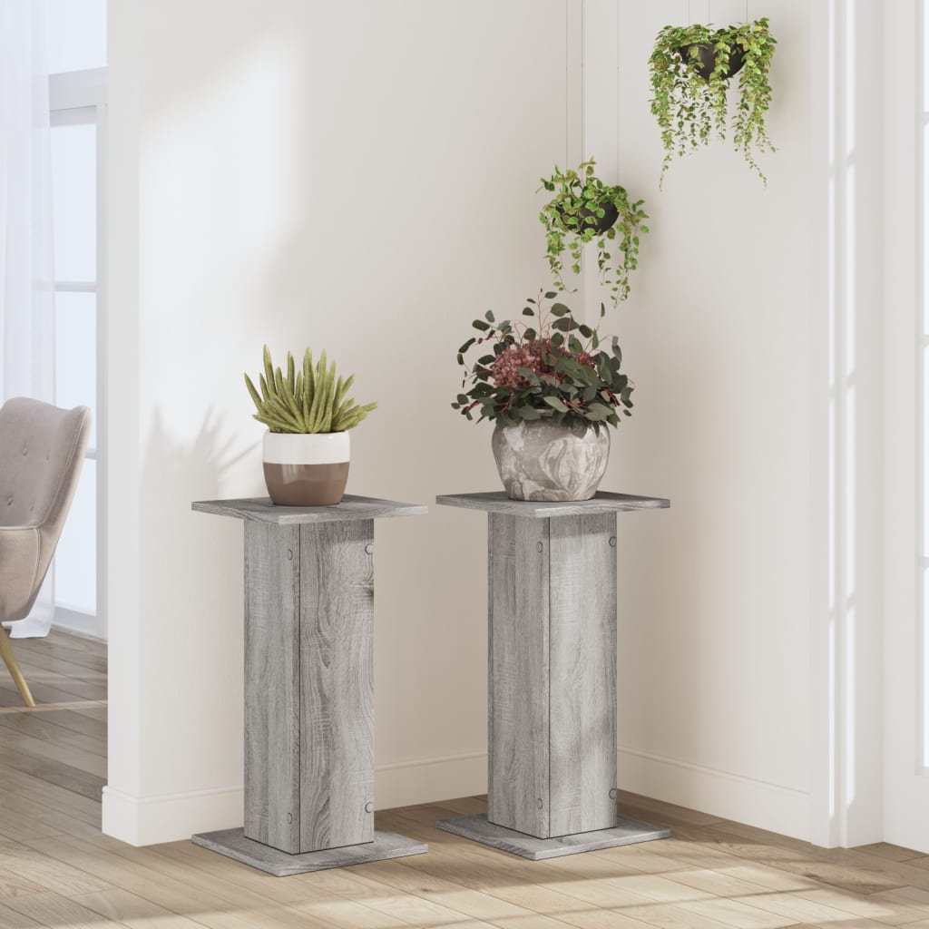 vidaXL Plant Stands 2 pcs Grey Sonoma 30x30x60 cm Engineered Wood