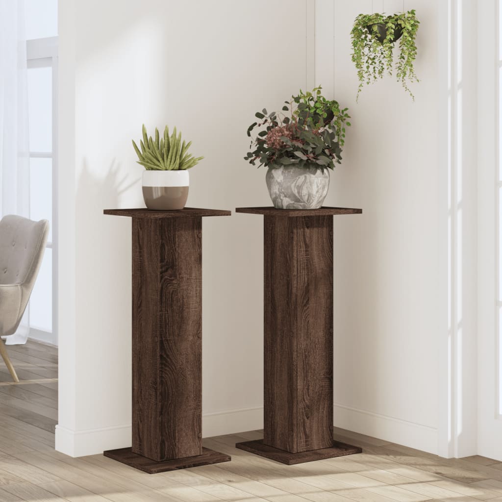 vidaXL Plant Stands 2 pcs Brown Oak 30x30x80 cm Engineered Wood