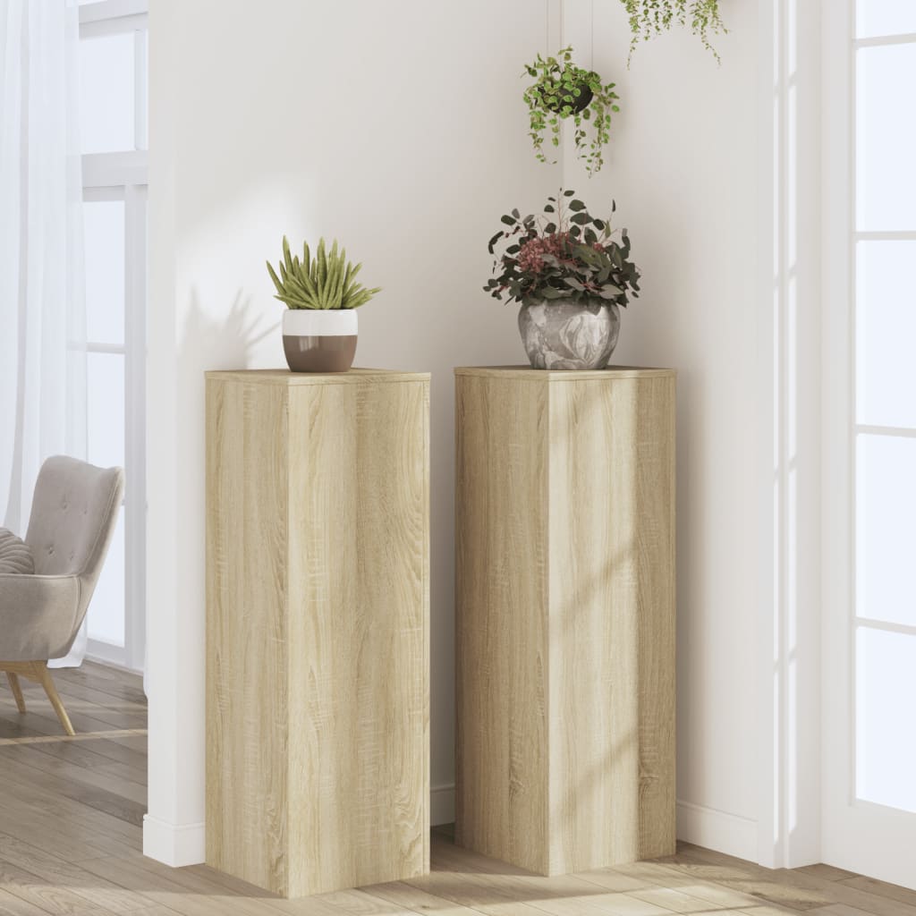 vidaXL Plant Stands 2 pcs Sonoma Oak 33x33x100 cm Engineered Wood