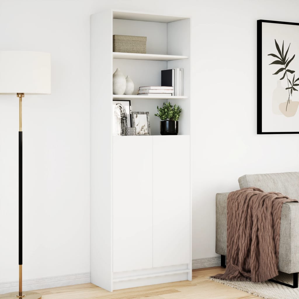 Highboard with LED White 69x32,5x200 cm Engineered Wood