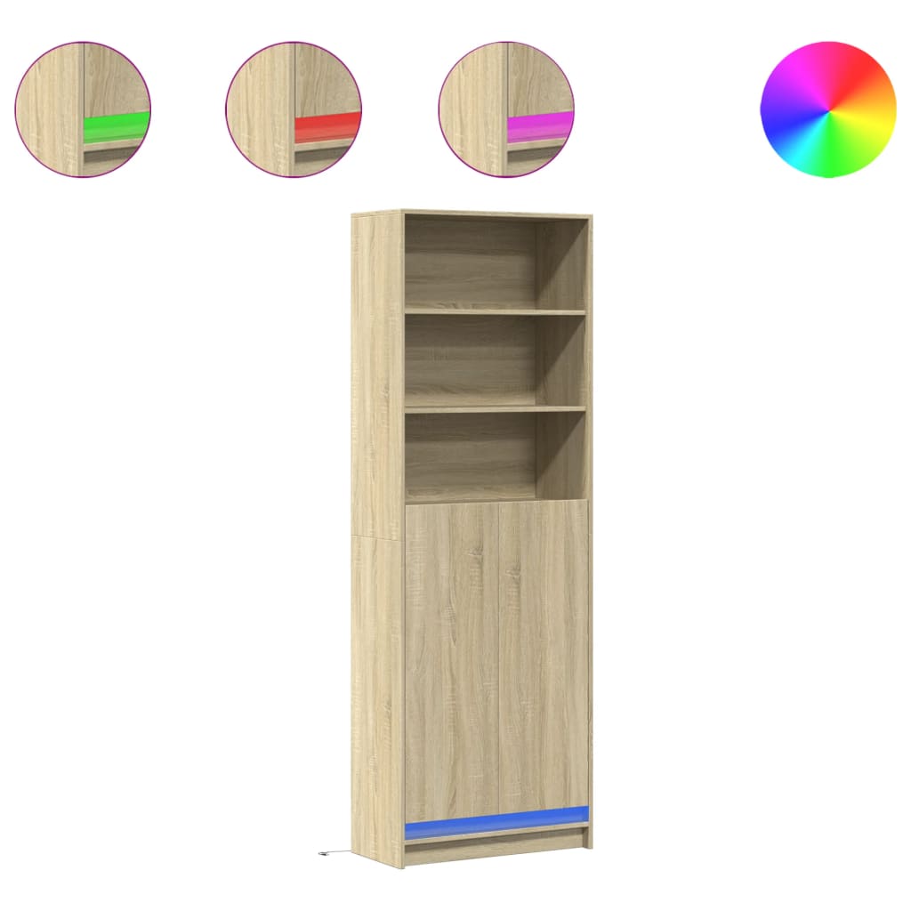Highboard with LED Sonoma Oak 69x32.5x200 cm Engineered Wood