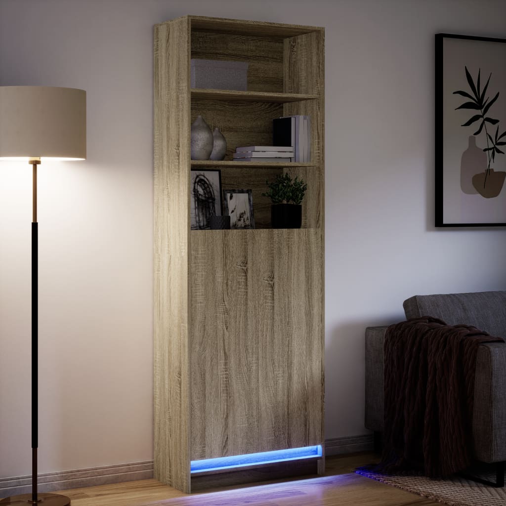 Highboard with LED Sonoma Oak 69x32.5x200 cm Engineered Wood