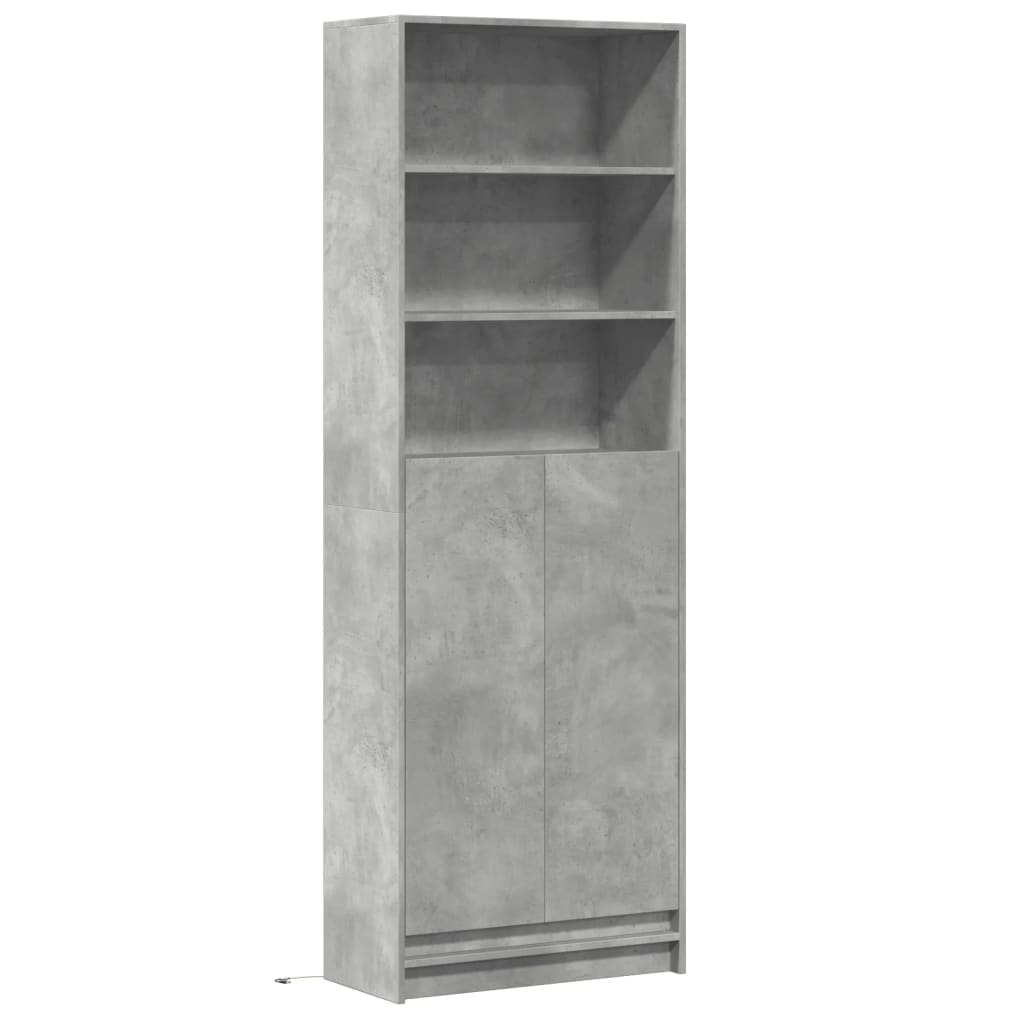 Highboard with LED Concrete Grey 69x32,5x200 cm Engineered Wood