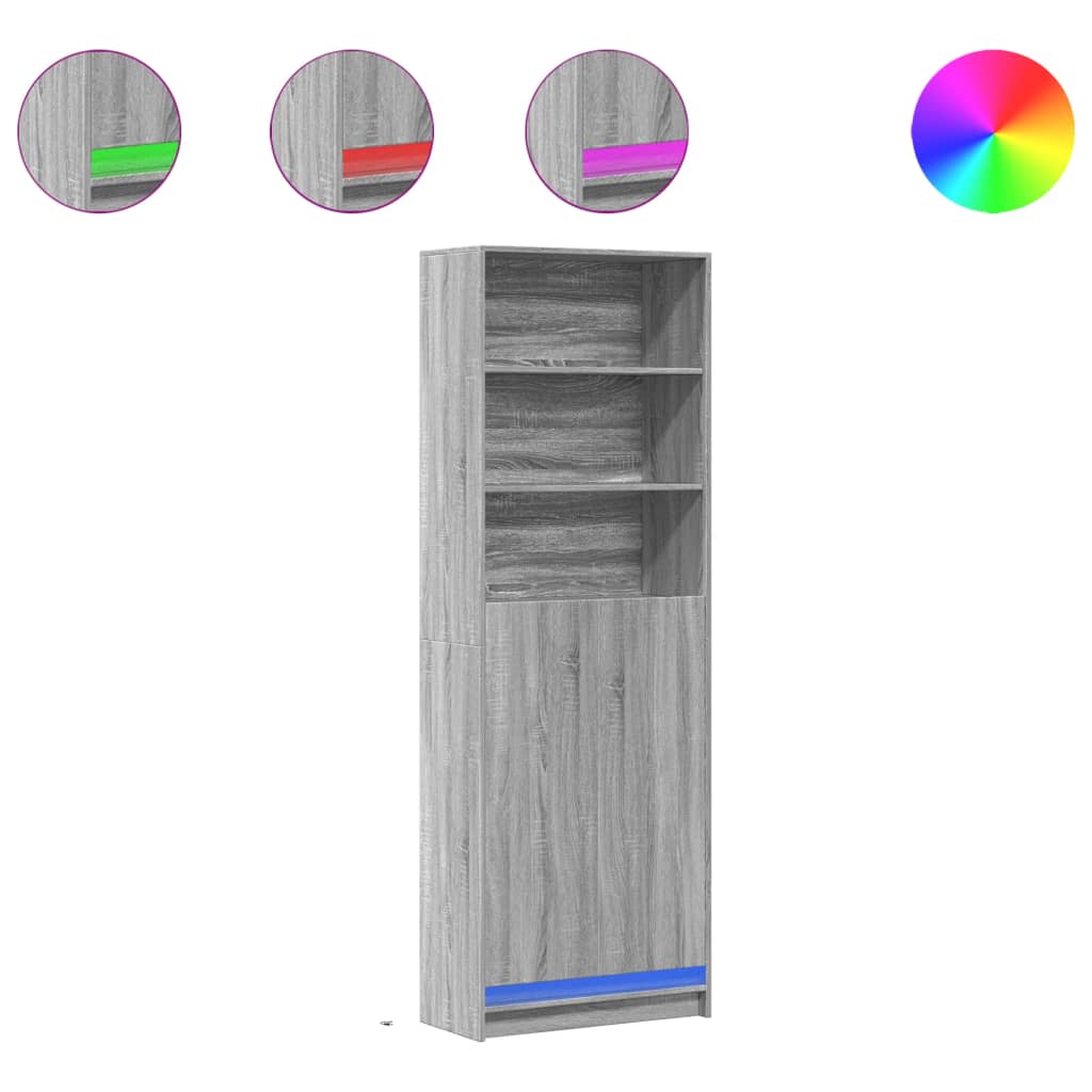 Highboard with LED Grey Sonoma 69x32,5x200 cm Engineered Wood