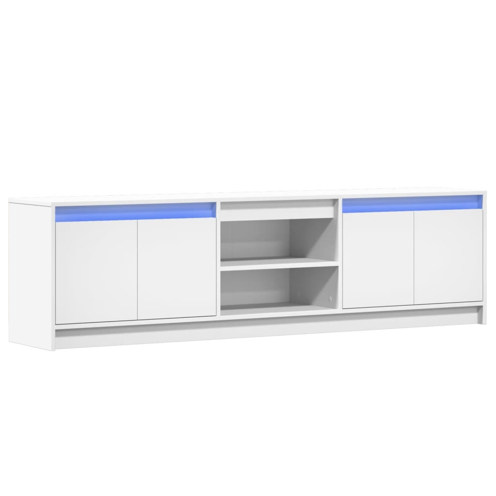 TV Cabinet with LED White 180x34x50 cm Engineered Wood
