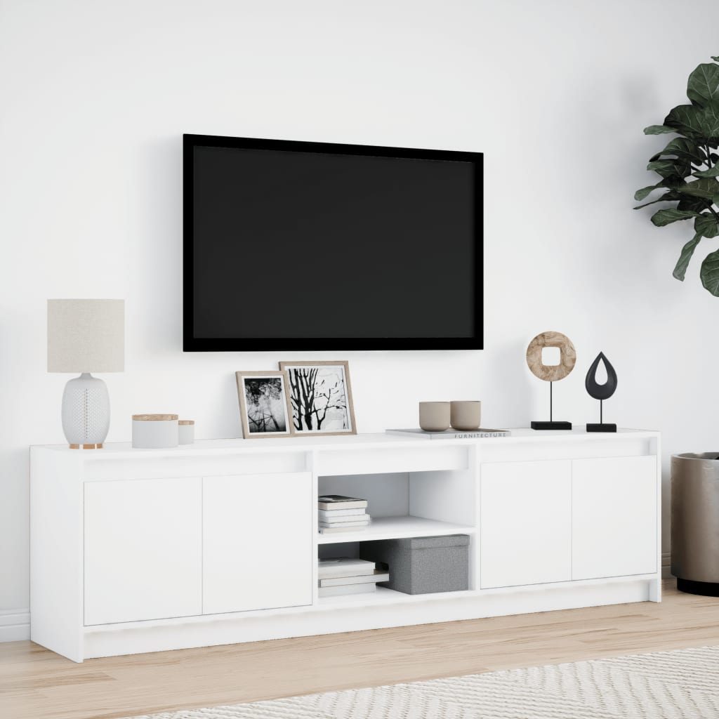 vidaXL TV Cabinet with LED White 180x34x50 cm Engineered Wood