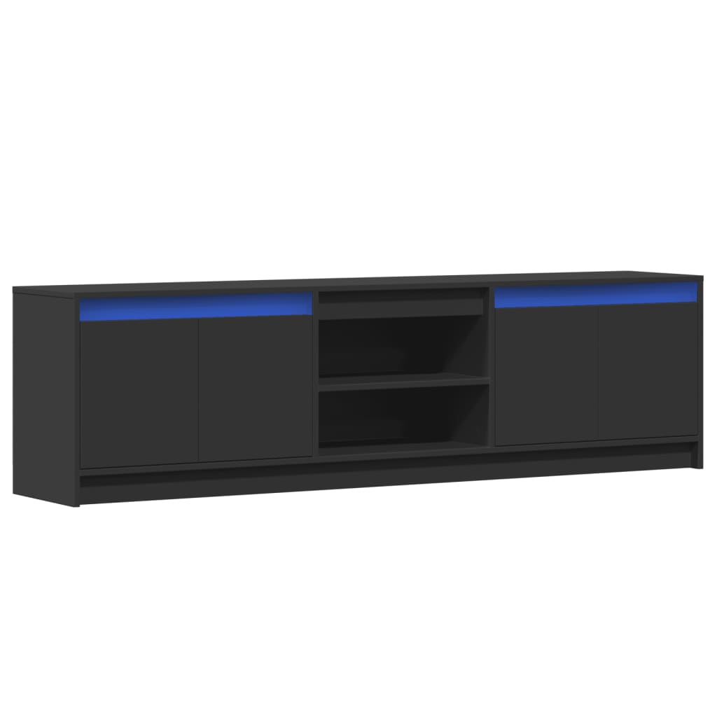 vidaXL TV Cabinet with LED Black 180x34x50 cm Engineered Wood