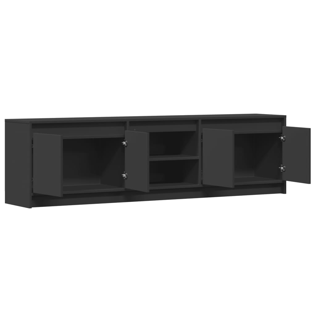 vidaXL TV Cabinet with LED Black 180x34x50 cm Engineered Wood