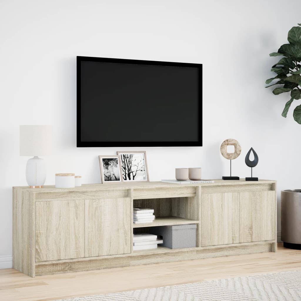 vidaXL TV Cabinet with LED Sonoma Oak 180x34x50 cm Engineered Wood