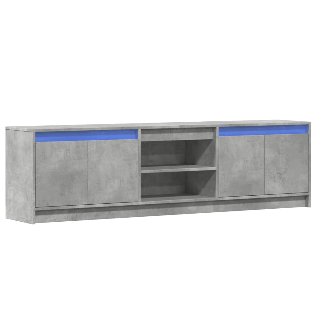 vidaXL TV Cabinet with LED Concrete Grey 180x34x50 cm Engineered Wood