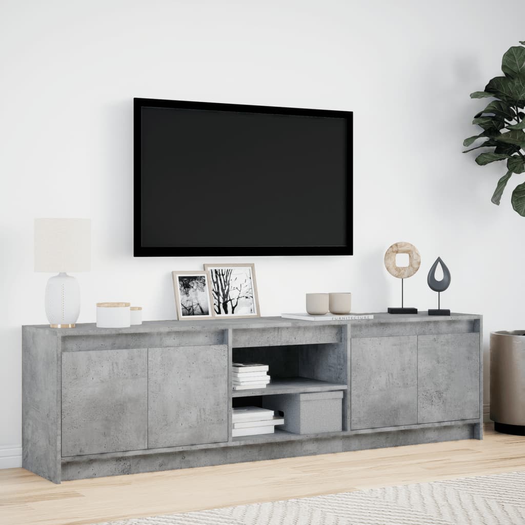 vidaXL TV Cabinet with LED Concrete Grey 180x34x50 cm Engineered Wood