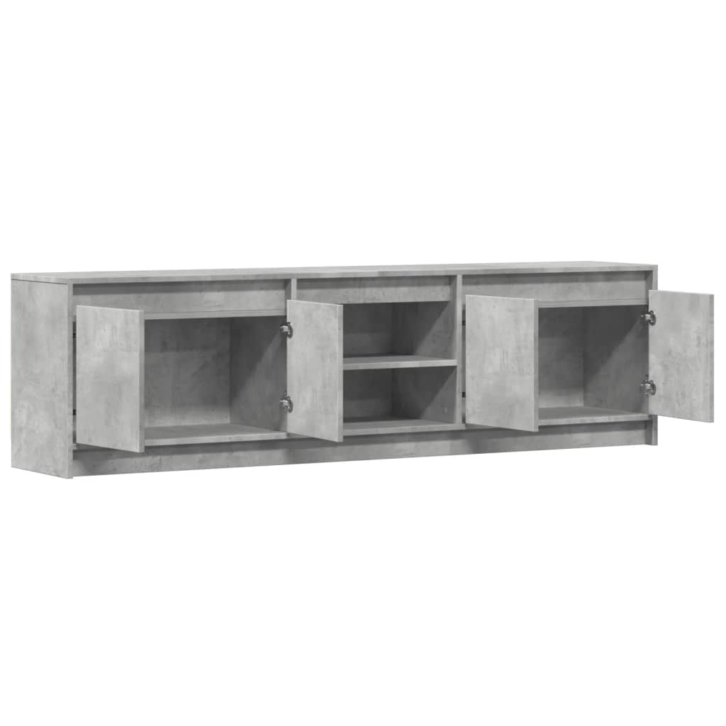 vidaXL TV Cabinet with LED Concrete Grey 180x34x50 cm Engineered Wood