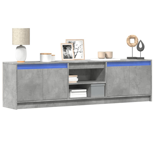 vidaXL TV Cabinet with LED Concrete Grey 180x34x50 cm Engineered Wood