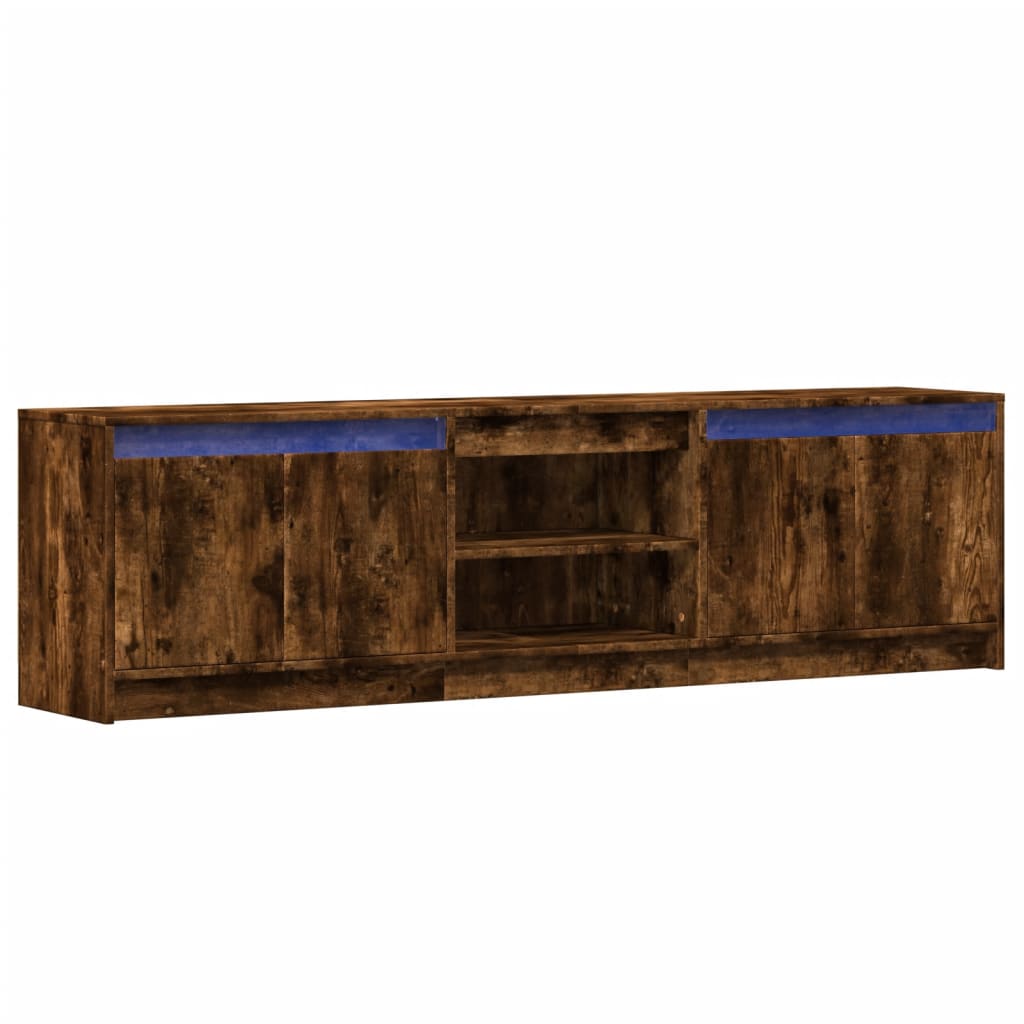 vidaXL TV Cabinet with LED Smoked Oak 180x34x50 cm Engineered Wood