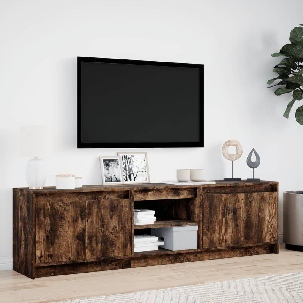 vidaXL TV Cabinet with LED Smoked Oak 180x34x50 cm Engineered Wood