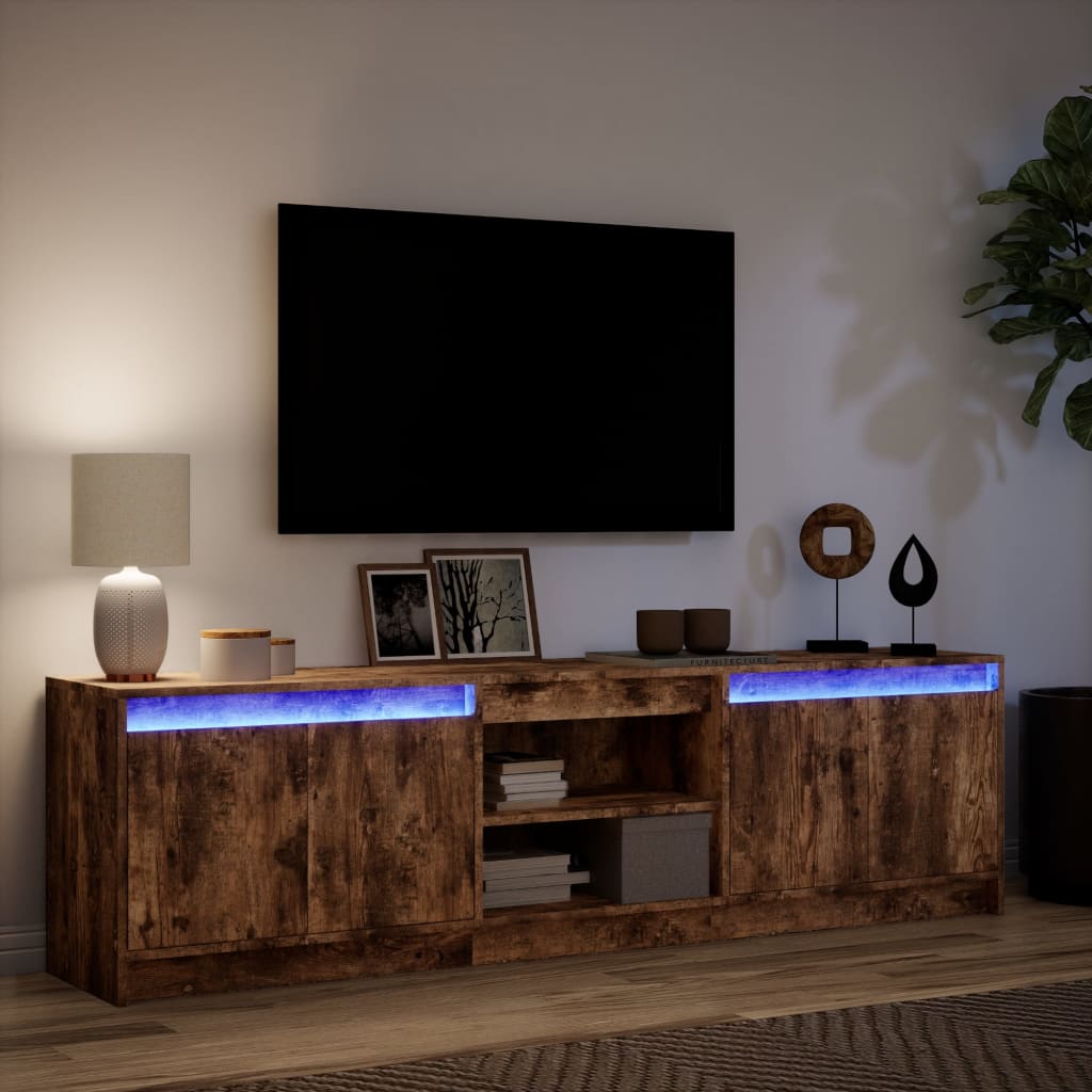 vidaXL TV Cabinet with LED Smoked Oak 180x34x50 cm Engineered Wood