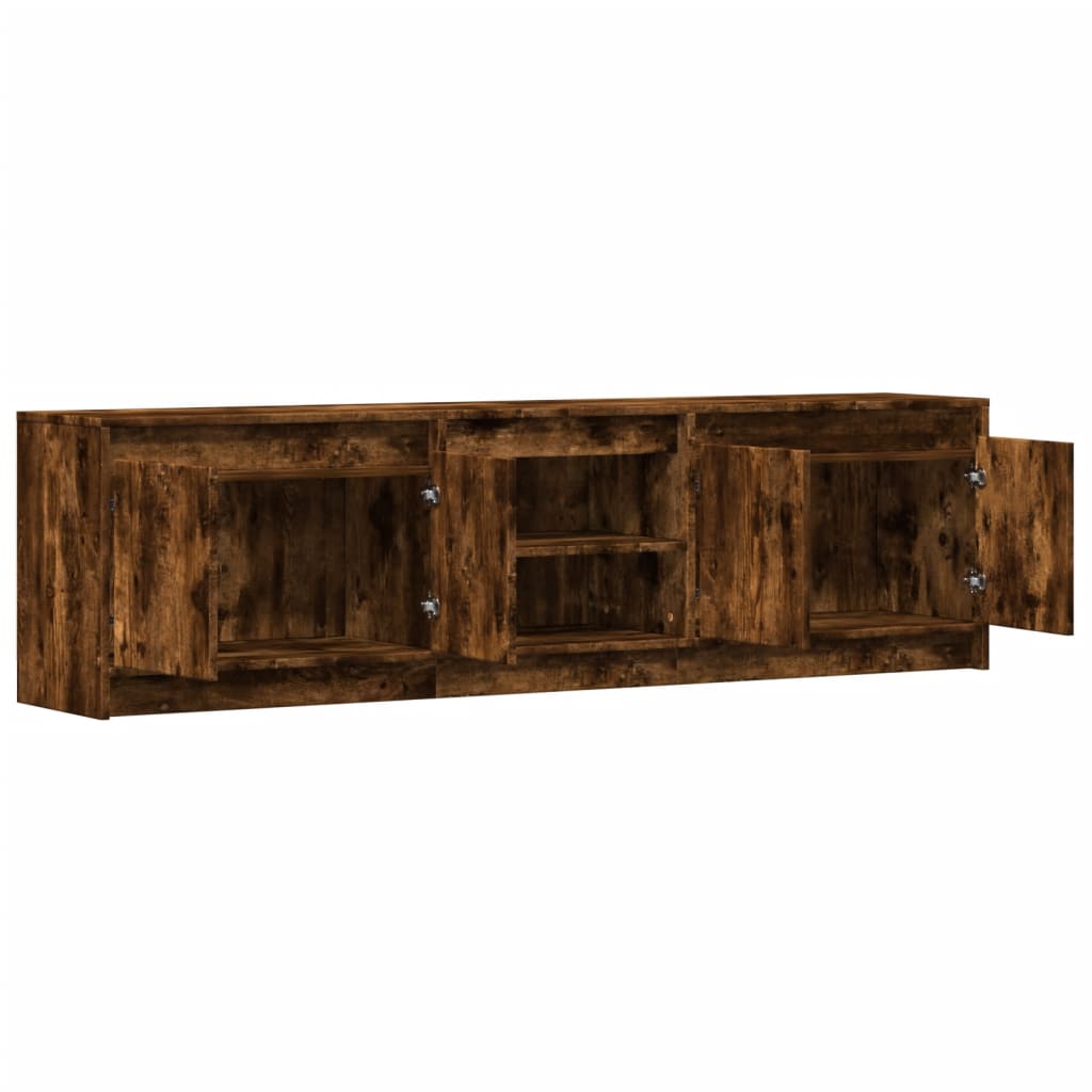 TV Cabinet with LED Smoked Oak 180x34x50 cm Engineered Wood