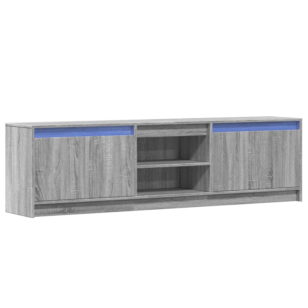 vidaXL TV Cabinet with LED Grey Sonoma 180x34x50 cm Engineered Wood