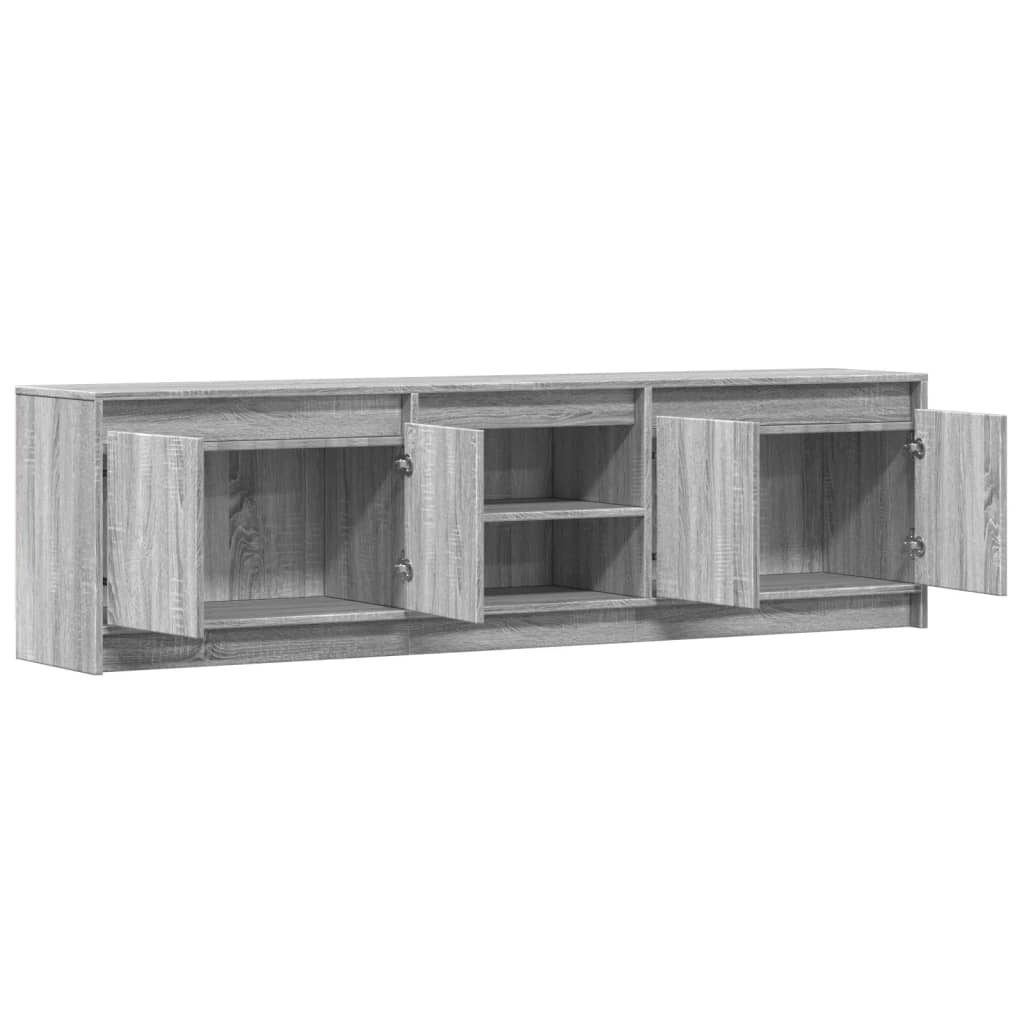 vidaXL TV Cabinet with LED Grey Sonoma 180x34x50 cm Engineered Wood