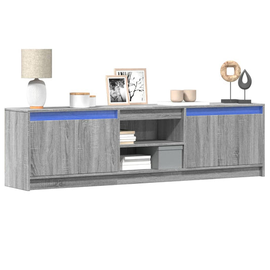 vidaXL TV Cabinet with LED Grey Sonoma 180x34x50 cm Engineered Wood