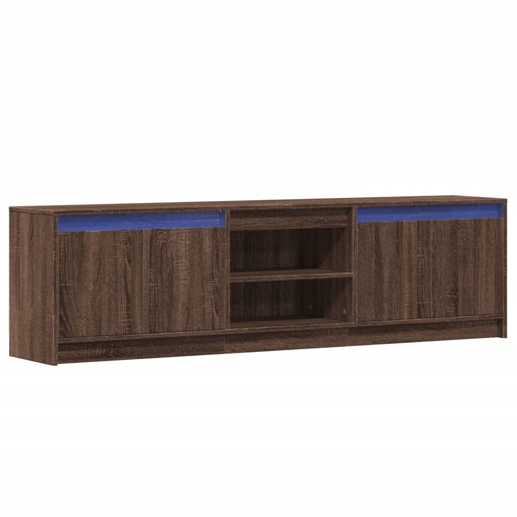 vidaXL TV Cabinet with LED Brown Oak 180x34x50 cm Engineered Wood