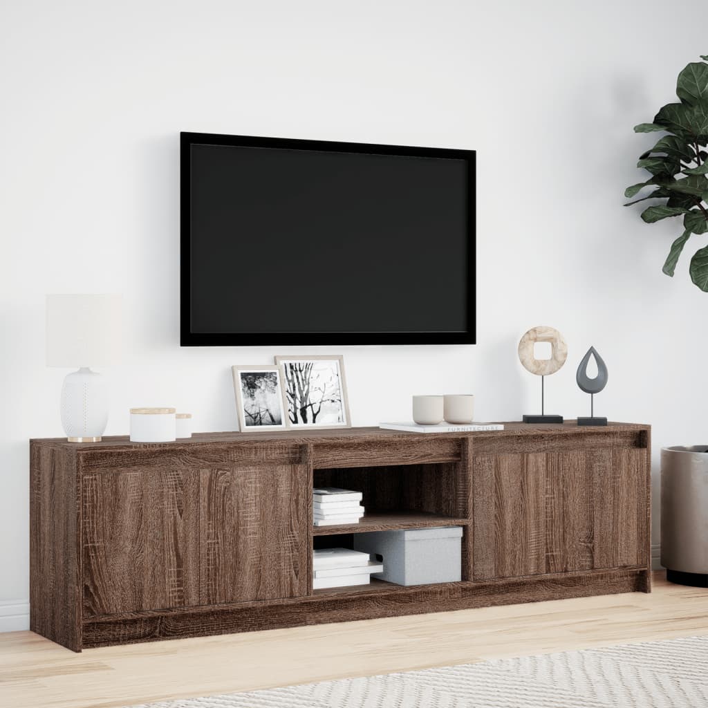 vidaXL TV Cabinet with LED Brown Oak 180x34x50 cm Engineered Wood