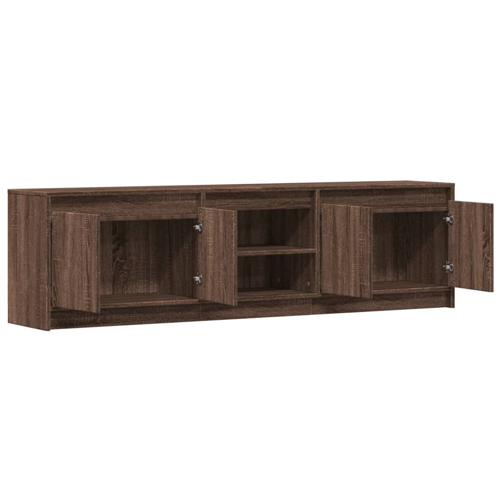 vidaXL TV Cabinet with LED Brown Oak 180x34x50 cm Engineered Wood