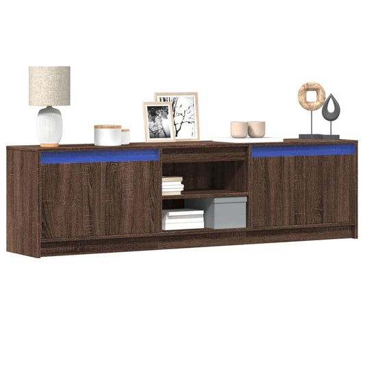 vidaXL TV Cabinet with LED Brown Oak 180x34x50 cm Engineered Wood