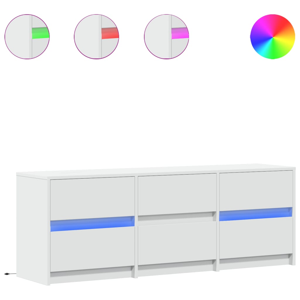 vidaXL TV Cabinet with LED White 140x34x50 cm Engineered Wood