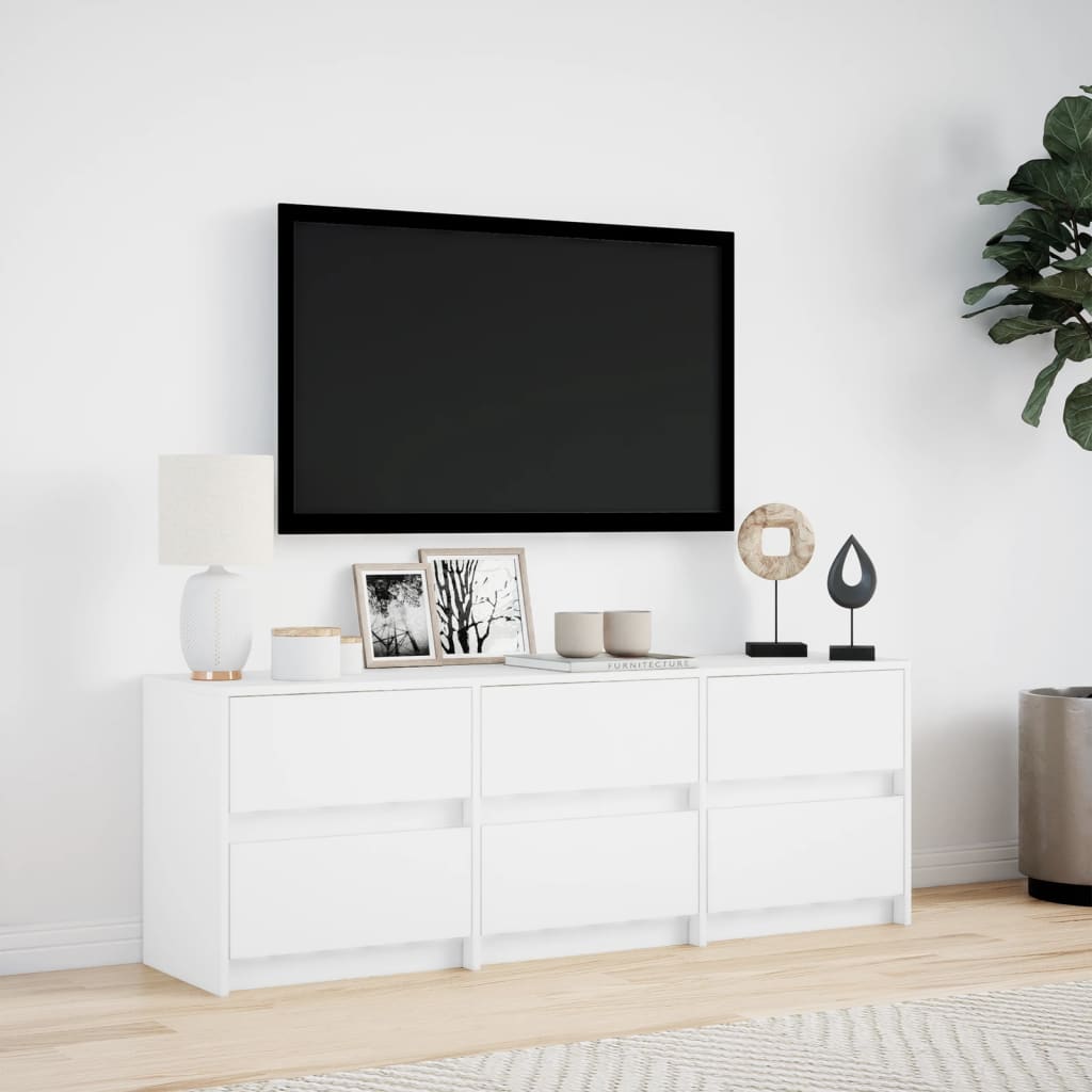 vidaXL TV Cabinet with LED White 140x34x50 cm Engineered Wood