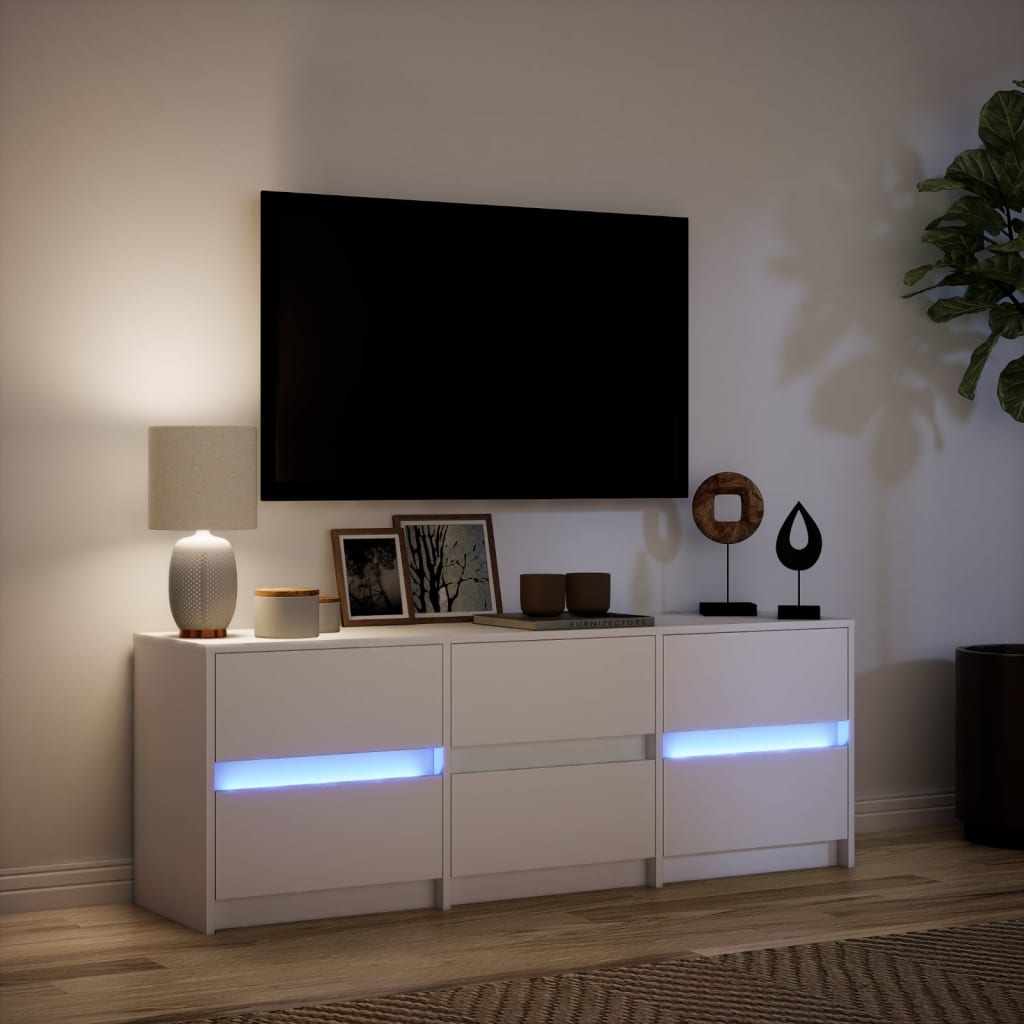 vidaXL TV Cabinet with LED White 140x34x50 cm Engineered Wood