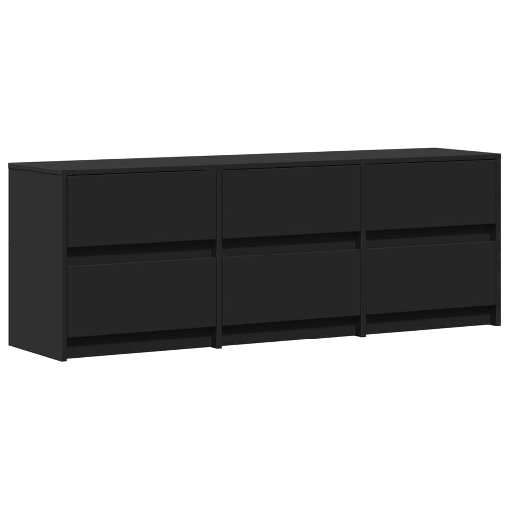 vidaXL TV Cabinet with LED Black 140x34x50 cm Engineered Wood