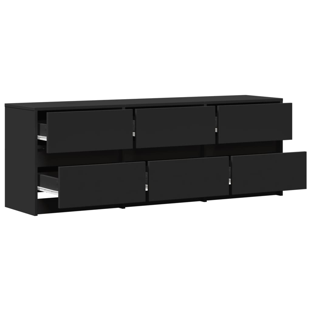 vidaXL TV Cabinet with LED Black 140x34x50 cm Engineered Wood