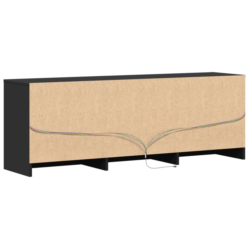 vidaXL TV Cabinet with LED Black 140x34x50 cm Engineered Wood