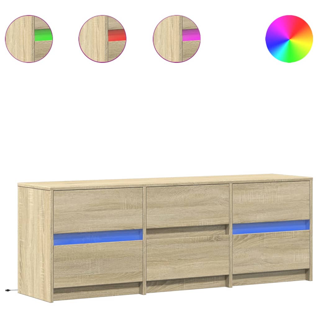 vidaXL TV Cabinet with LED Sonoma Oak 140x34x50 cm Engineered Wood