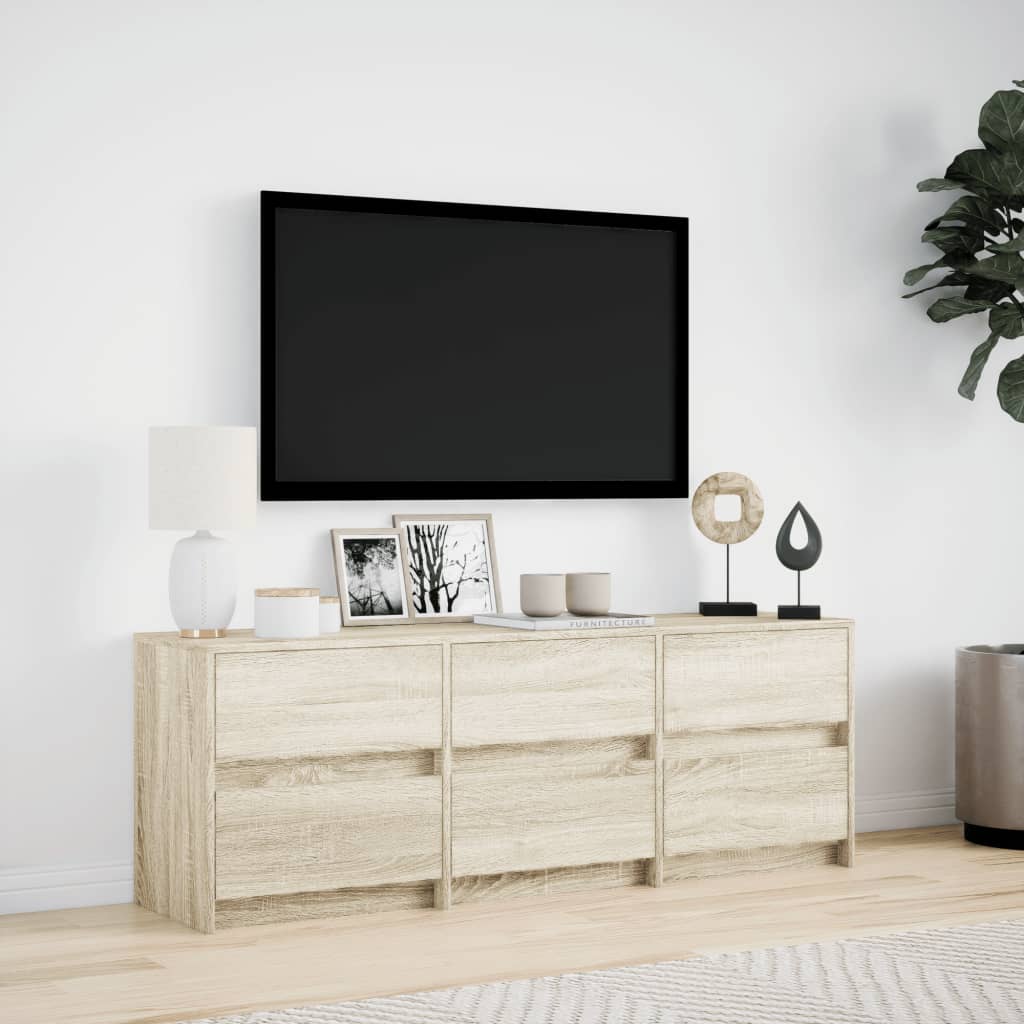 vidaXL TV Cabinet with LED Sonoma Oak 140x34x50 cm Engineered Wood