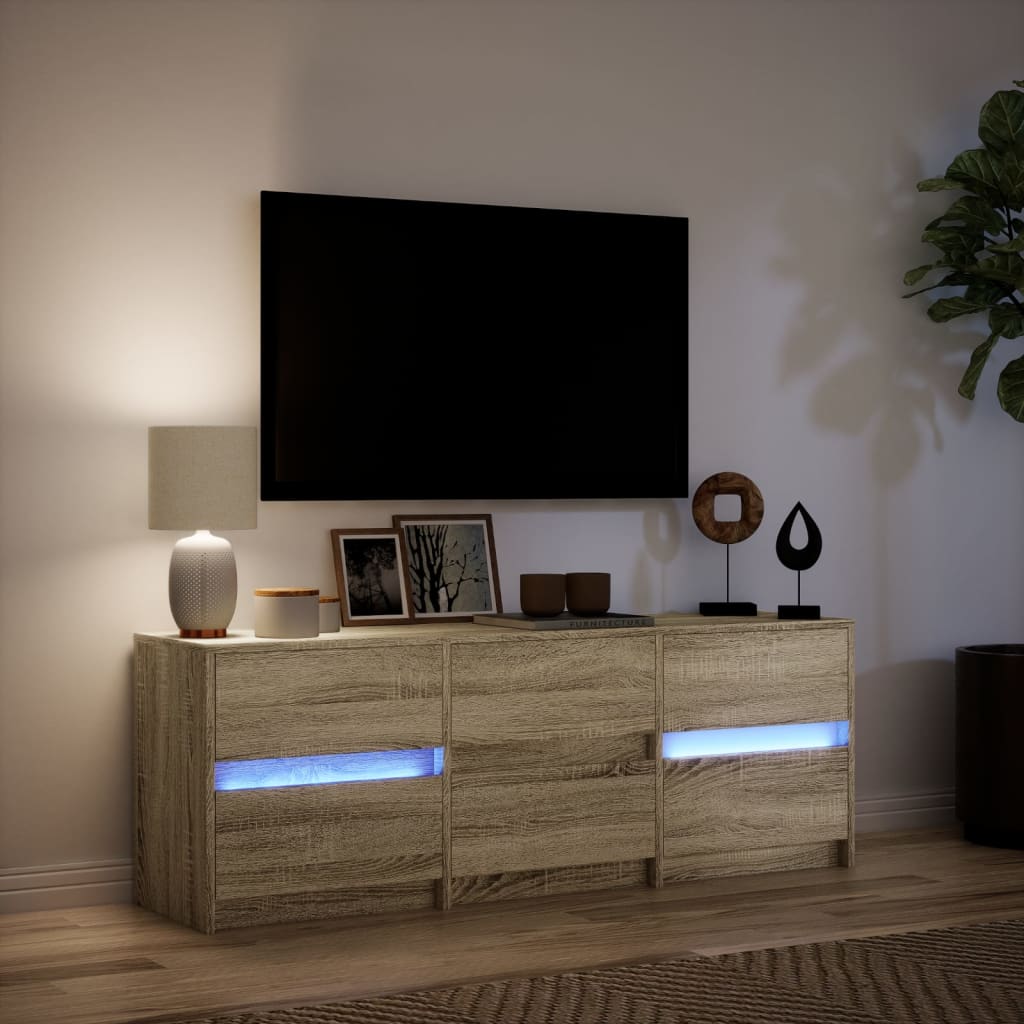 vidaXL TV Cabinet with LED Sonoma Oak 140x34x50 cm Engineered Wood