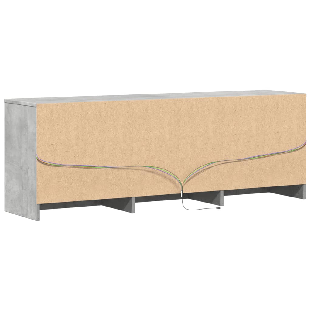 vidaXL TV Cabinet with LED Concrete Grey 140x34x50 cm Engineered Wood