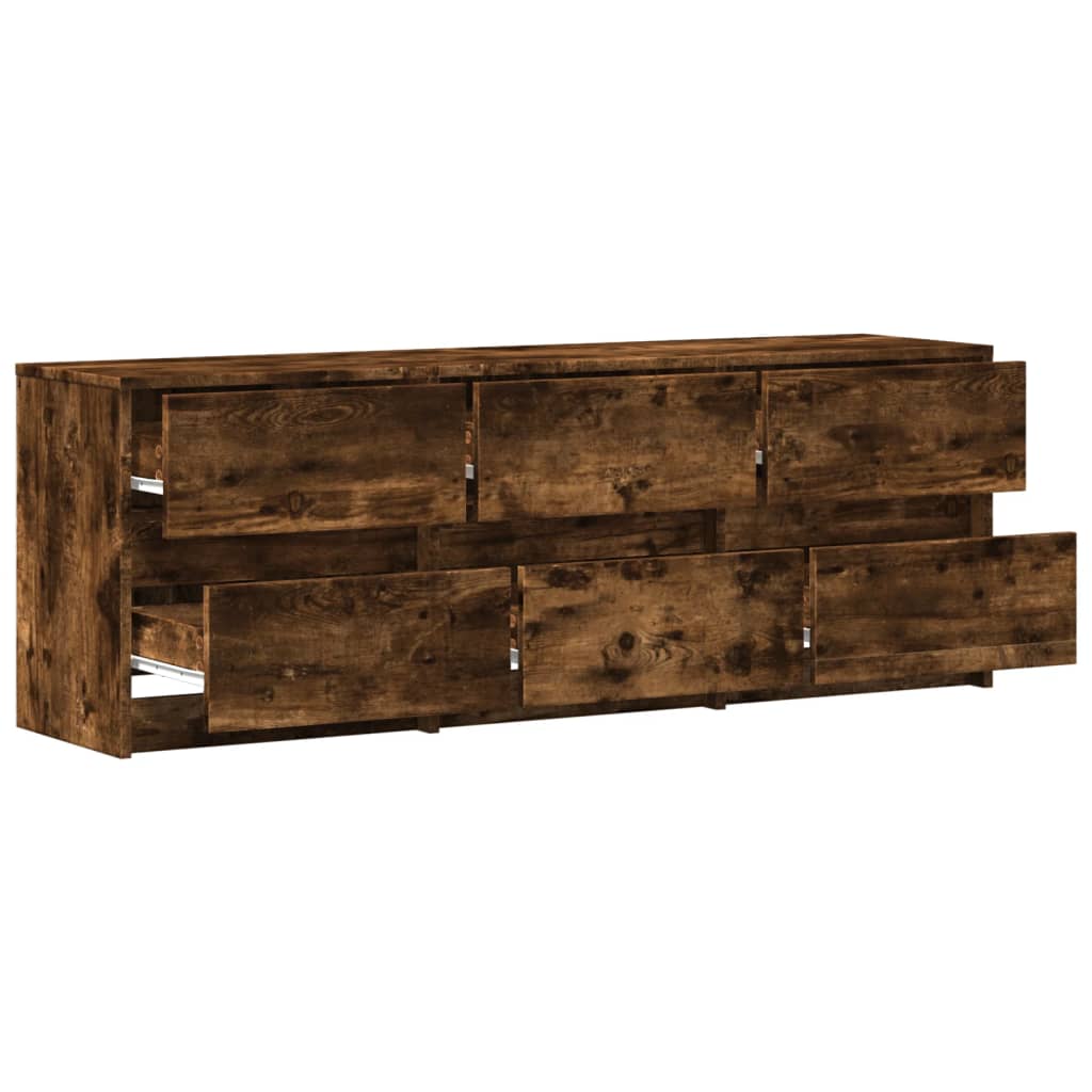 vidaXL TV Cabinet with LED Smoked Oak 140x34x50 cm Engineered Wood