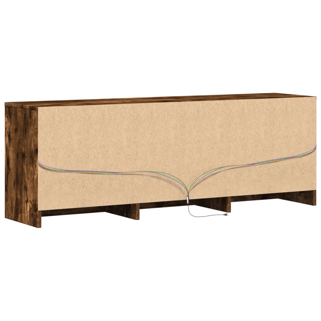 vidaXL TV Cabinet with LED Smoked Oak 140x34x50 cm Engineered Wood