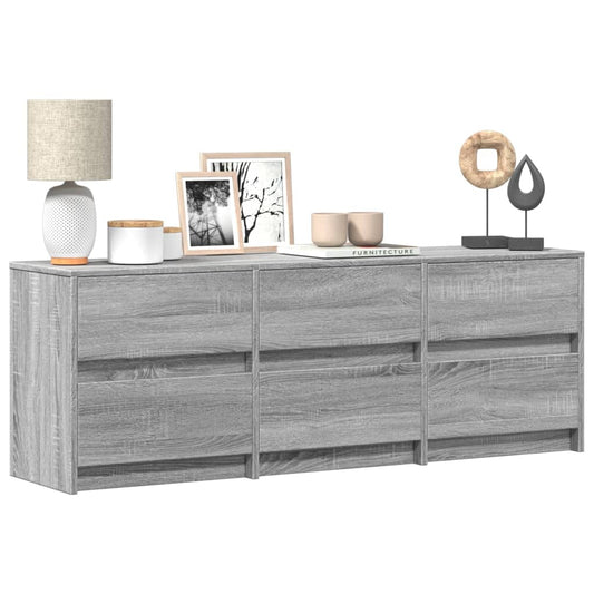 vidaXL TV Cabinet with LED Grey Sonoma 140x34x50 cm Engineered Wood