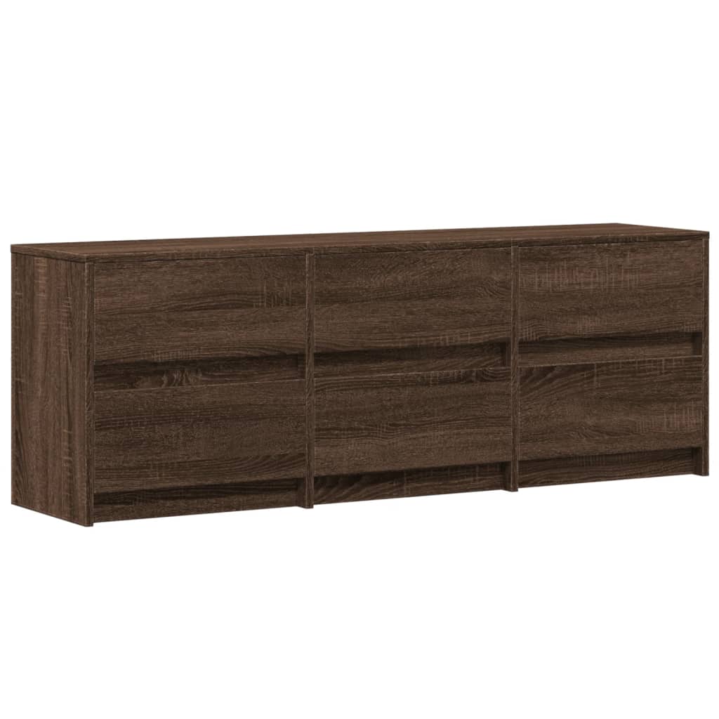 vidaXL TV Cabinet with LED Brown Oak 140x34x50 cm Engineered Wood