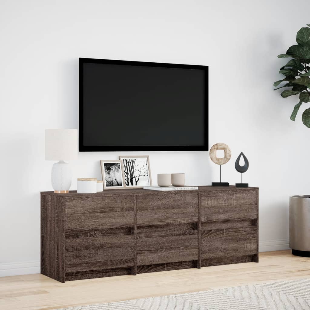 vidaXL TV Cabinet with LED Brown Oak 140x34x50 cm Engineered Wood