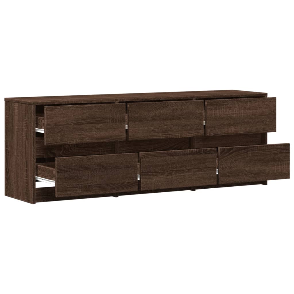 vidaXL TV Cabinet with LED Brown Oak 140x34x50 cm Engineered Wood