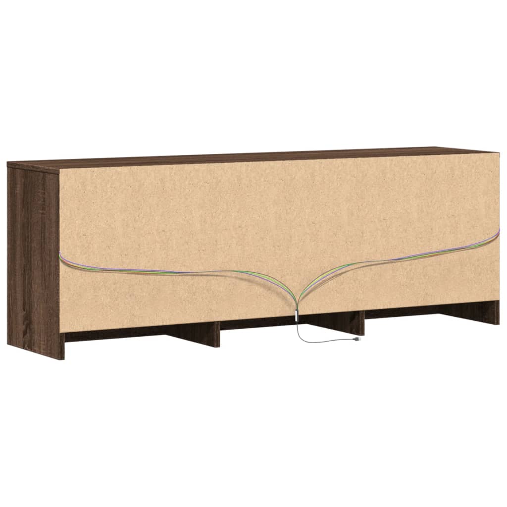 vidaXL TV Cabinet with LED Brown Oak 140x34x50 cm Engineered Wood